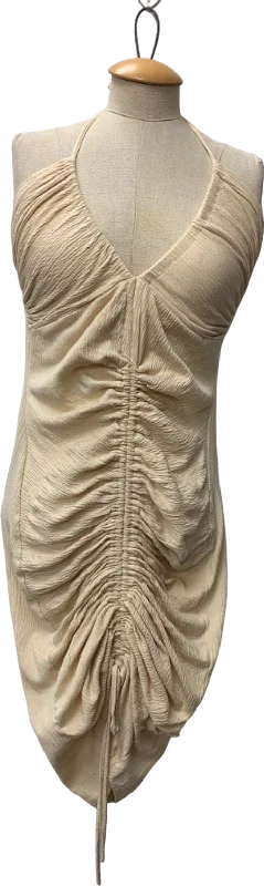 Women's Slovak Wool SweatersClub L Cream Ruched Halter Dress UK 8