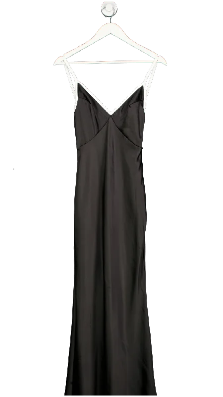 Women's Belarusian Wool SweatersSndys Black Satin Cami Plunge Maxi Dress UK XS