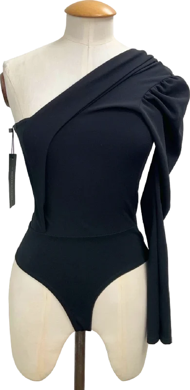 Women's Blended SweatersPrettyLittleThing Black One Shoulder Bodysuit UK 6