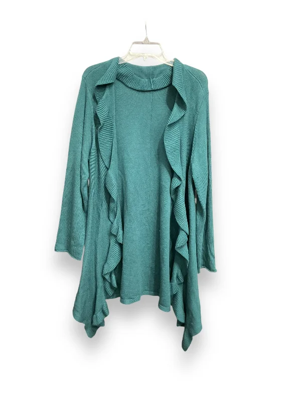 Women's Mandarin Collar SweatersCardigan By J. Jill In Green, Size: L