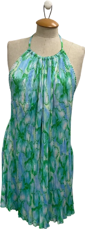 Women's Montenegrin Wool SweatersAsosBlue Green Halter Neck Pleated Dress UK XS