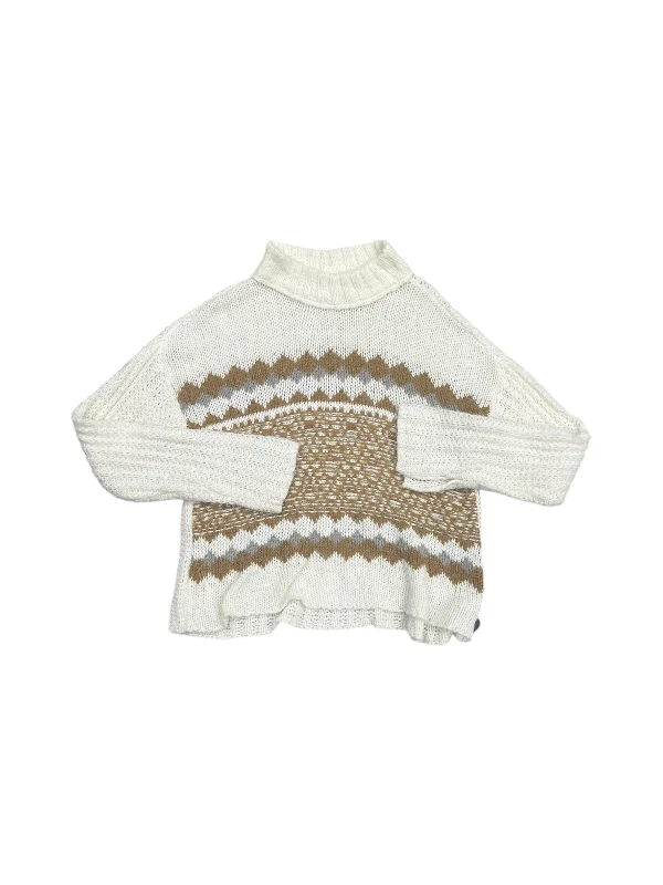 Women's V-Shaped Collar SweatersSweater By Knox Rose In Cream & Tan, Size: M