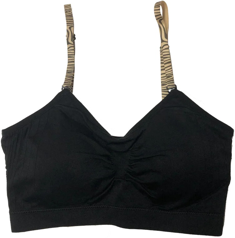 mastectomy bra with pocketsNude Zebra Elastic Straps on a Scoopneck Seamless Bra