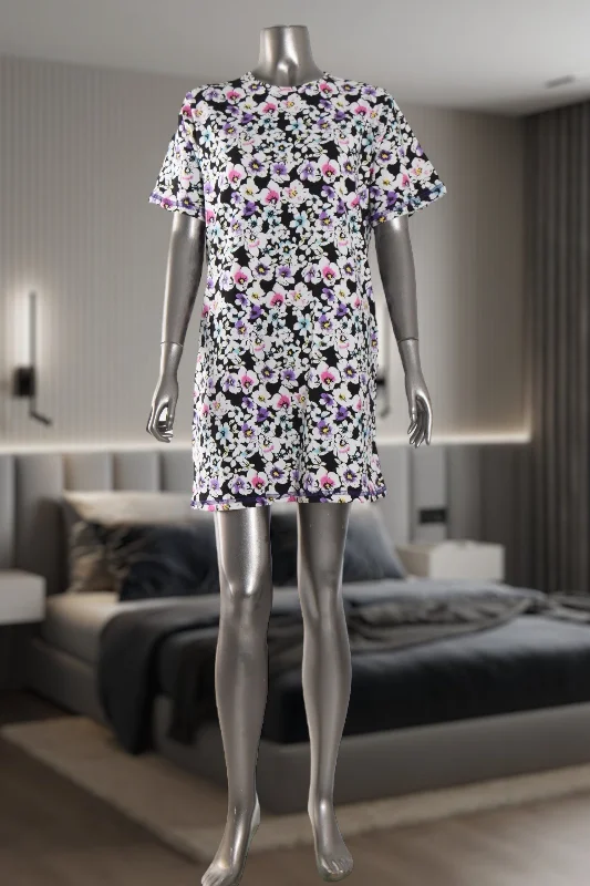 women's pajamas with adjustable waistbandsLadies White Floral Print Sleep Shirt