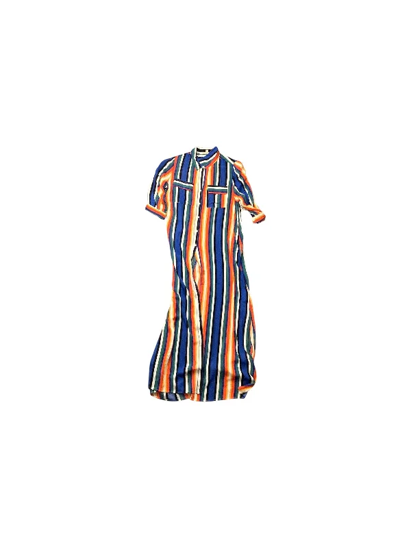 Women's V-Shaped Collar DressesDress Casual Maxi By Oddi In Striped Pattern, Size: M