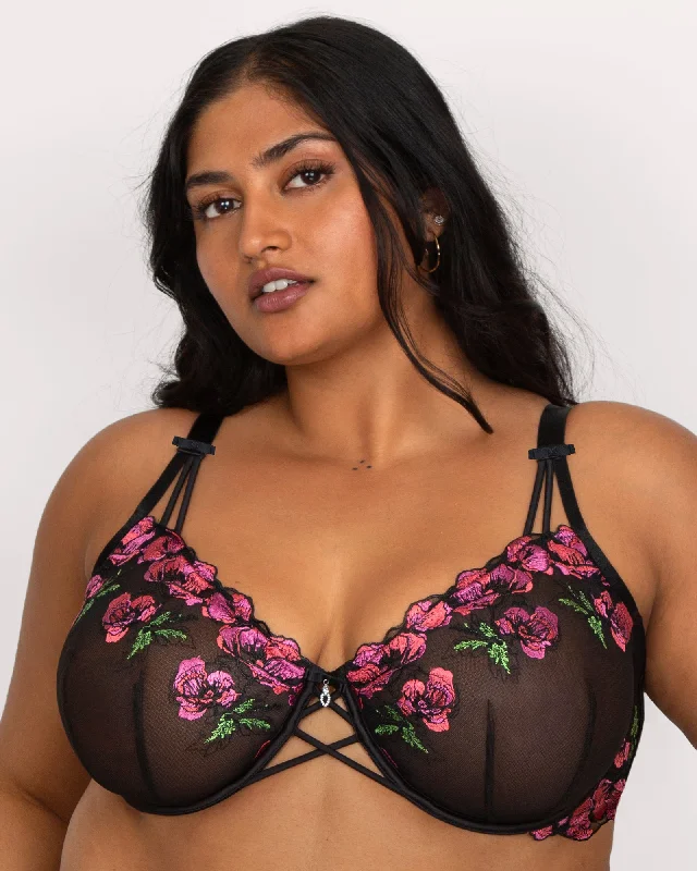 plus-size demi-cup bra with lace overlayLUSH BALCONETTE