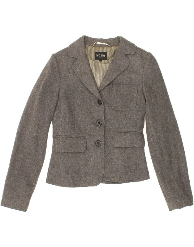 Women's PeacoatsHOBBS Womens Crop 3 Button Blazer Jacket UK 8 Small Grey Wool