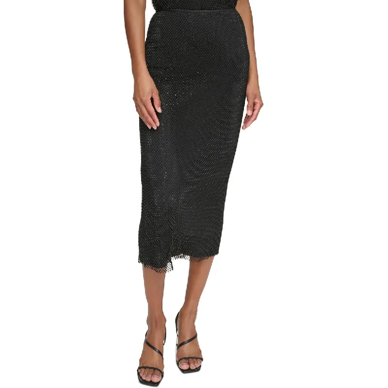 Women's Casual Chic SkirtsWomens Midi Mesh Pencil Skirt