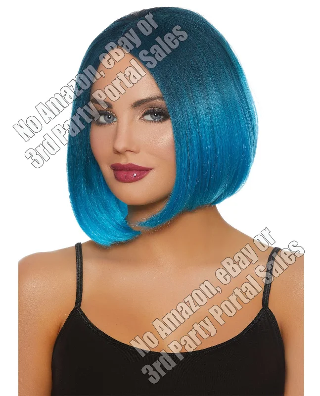 women's pajamas for those who value qualityMid-length Ombre Bob Wig - Steel Blue-bright Blue