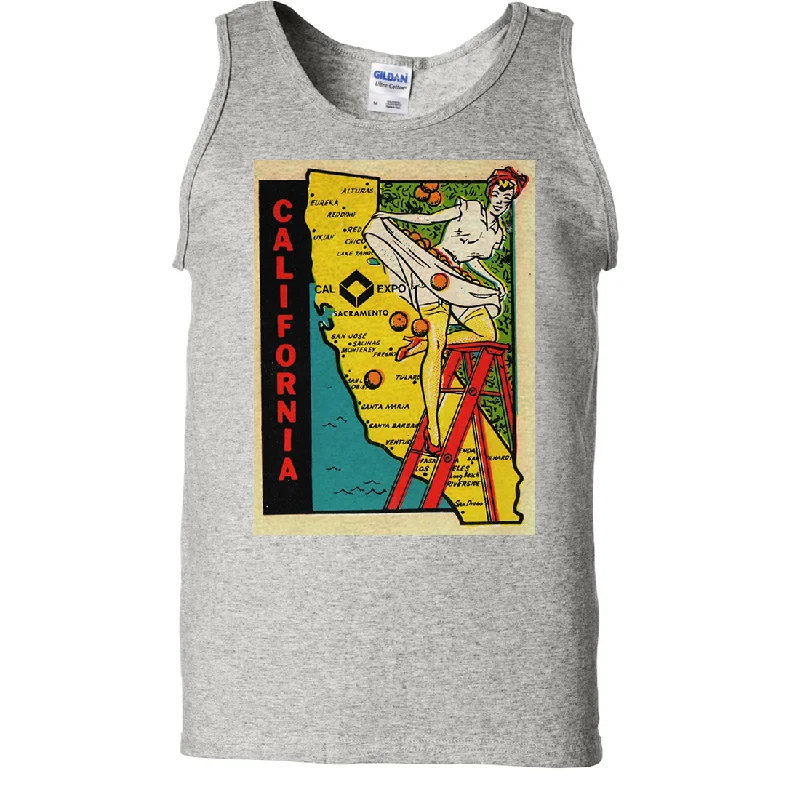 Women's Hooded Sweatshirts with Striped LiningVintage Sticker California Cal Expo Asst Colors Tank Top