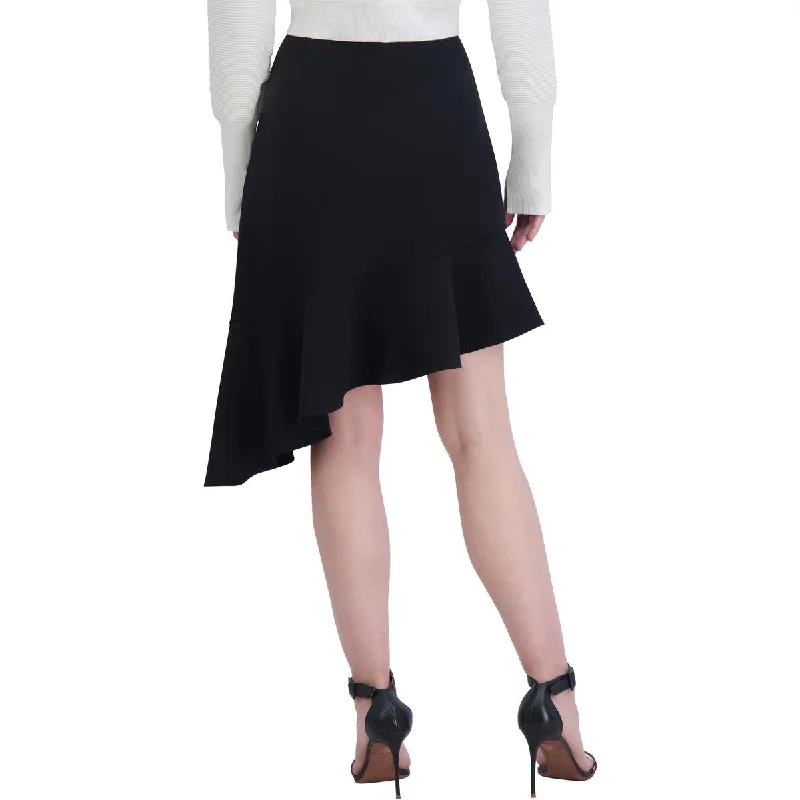 Women's Notched Collar SkirtsWomens Crepe Ruffled Asymmetrical Skirt