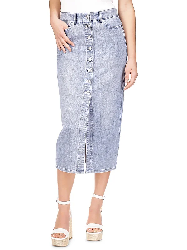 Women's Printed SkirtsWomens Front Slit Long Denim Skirt