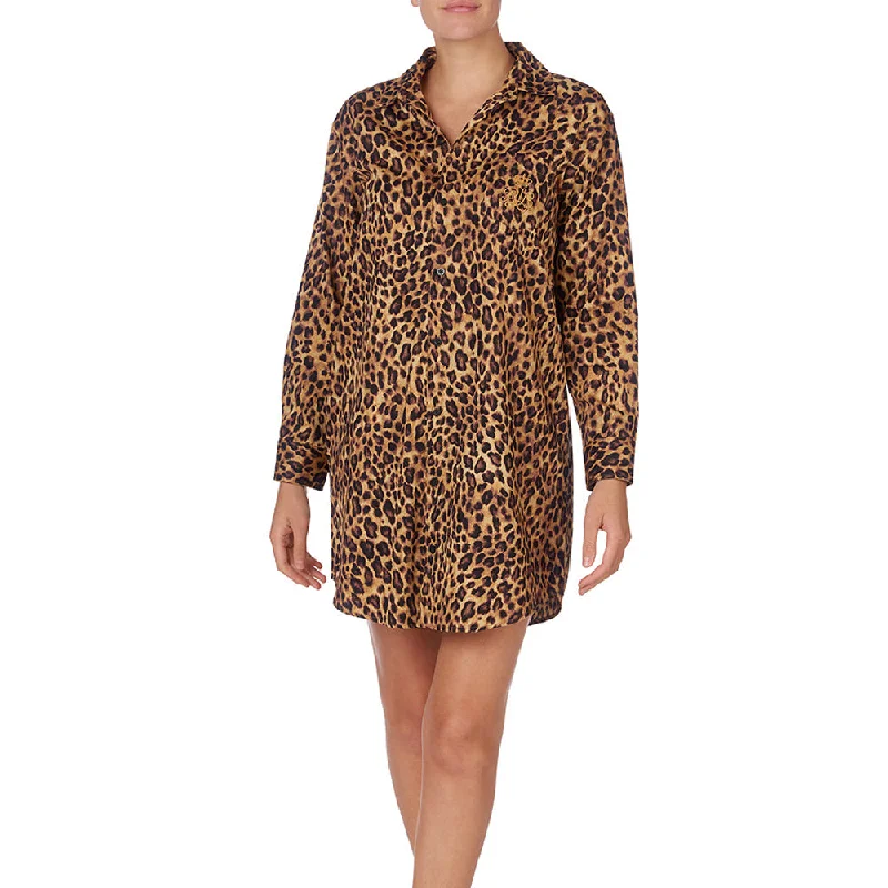 women's pajamas with pockets on the chestLAUREN BY RALPH LAUREN Nachthemd durchgeknöpft, ILN32023, Leopard