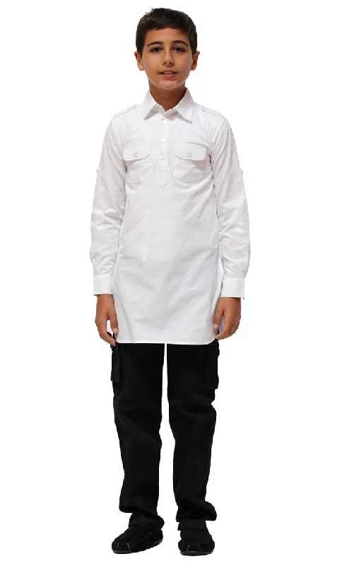 Women's HoodiesBoys Kurta - White