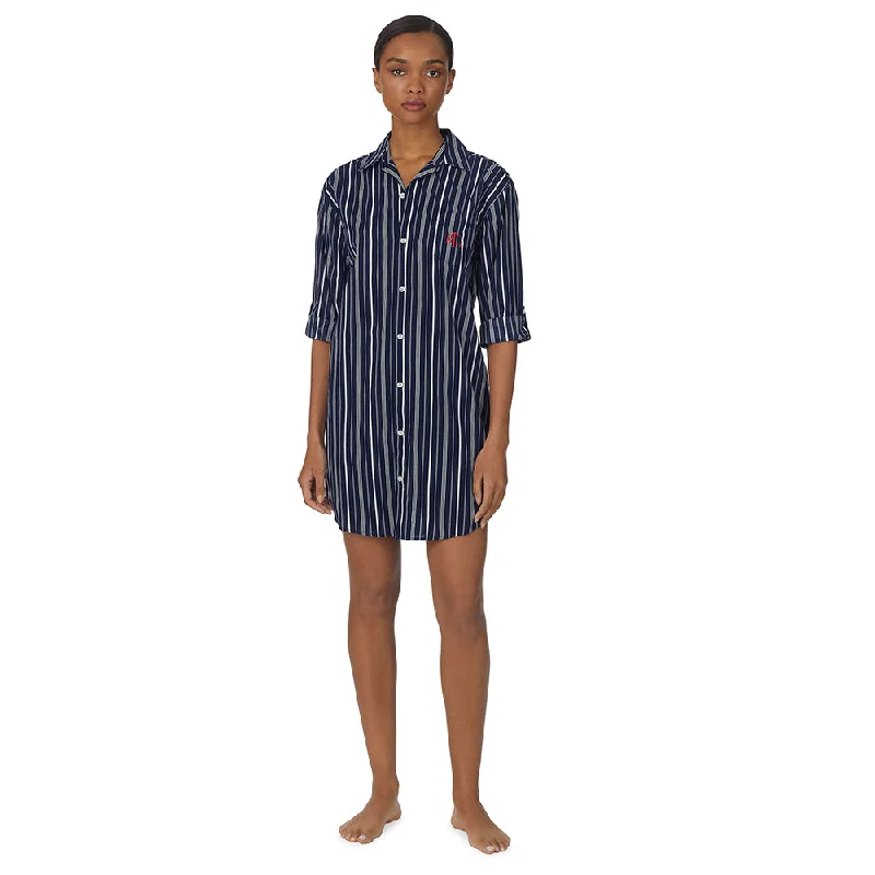 women's pajamas for those who love to indulgeLAUREN HOME Nachthemd durchgeknöpft, ILN32178 Navy Stripes