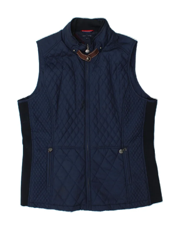 Women's Coats with SleevesTOMMY HILFIGER Womens Quilted Gilet UK 20 2XL Navy Blue Polyester