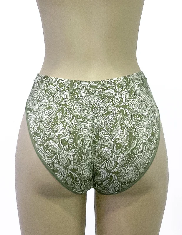 moisture-wicking silk panties for hot and humid weatherHIGH CUT BRIEF- Olive green