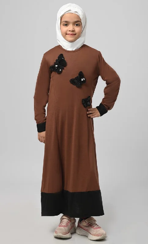 Women's HoodiesGirl'S Modest Muslim Brown Everyday Wear Abaya