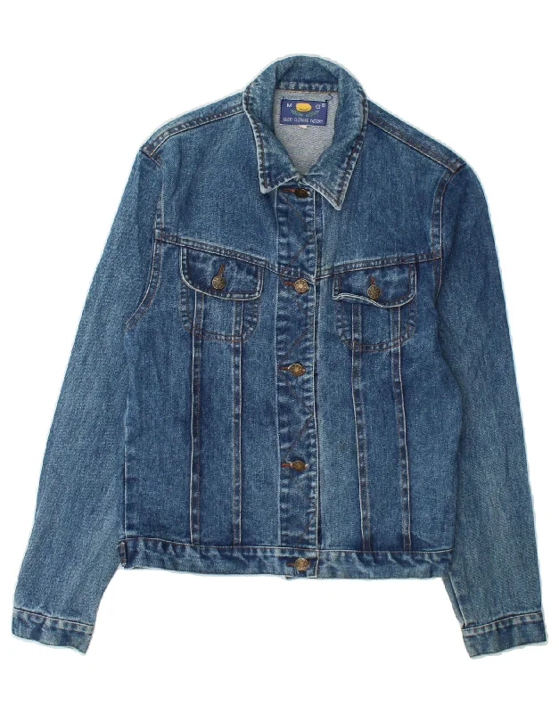 Women's Coats with Fur Trimmed SleevesVINTAGE Womens Denim Jacket UK 12 Medium Blue Cotton