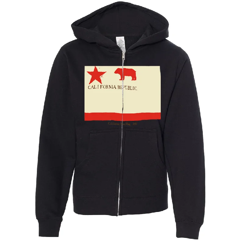 Women's Hooded Sweatshirts with Lightweight FabricCalifornia Republic Bear Flag 1846 Premium Youth Zip-Up Hoodie