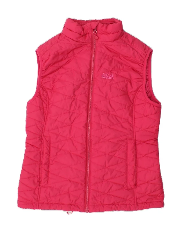 Women's Coats with Fur Trimmed HoodJACK WOLFSKIN Womens Padded Gilet UK 12 Medium Pink Polyester