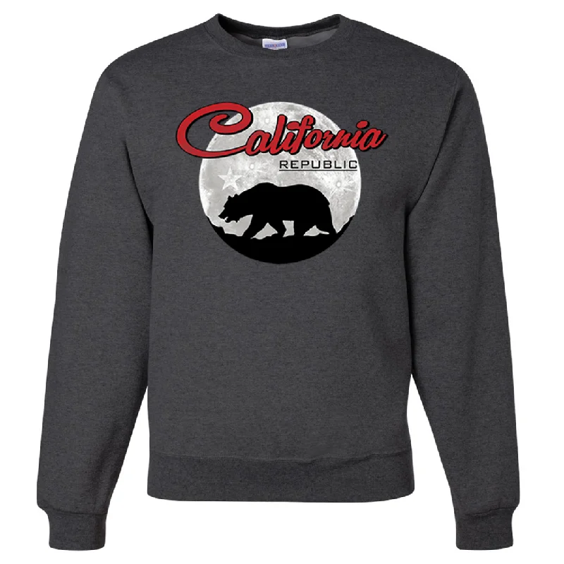 Women's Hooded Sweatshirts with Velvet LiningCalifornia Republic Full Moon Bear Crewneck Sweatshirt