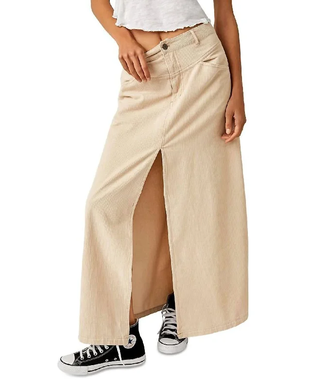 Women's Fall SkirtsCome As You Are Cord Maxi Skirt In Beige