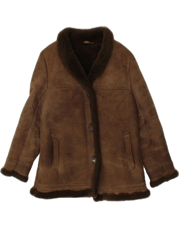 Women's Bomber CoatsWALLACE SACKS Womens Shearling Jacket UK 16 Large  Brown Sheepskin