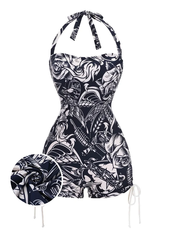 1940s Dark Comics Halter Swimsuit