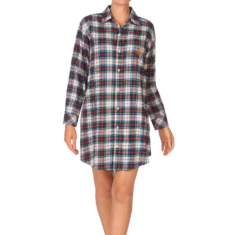 women's pajamas with pockets on legsLAUREN BY RALPH LAUREN Nachthemd durchgeknöpft, ILN32020, Ivory Plaid