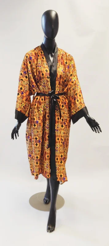 mastectomy bra with pocketsNefertari Kente Print Satin Dressing Gown Kimono Robe