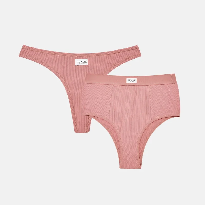 convertible plunge braDusty Pink Brief & Thong 2-Pack