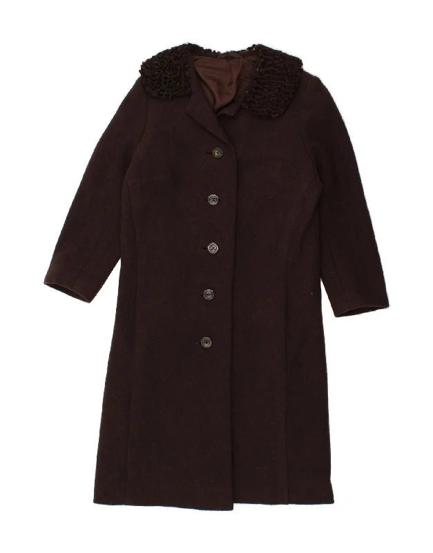 Women's Coats with ButtonsVINTAGE Womens Overcoat UK 12 Medium Brown