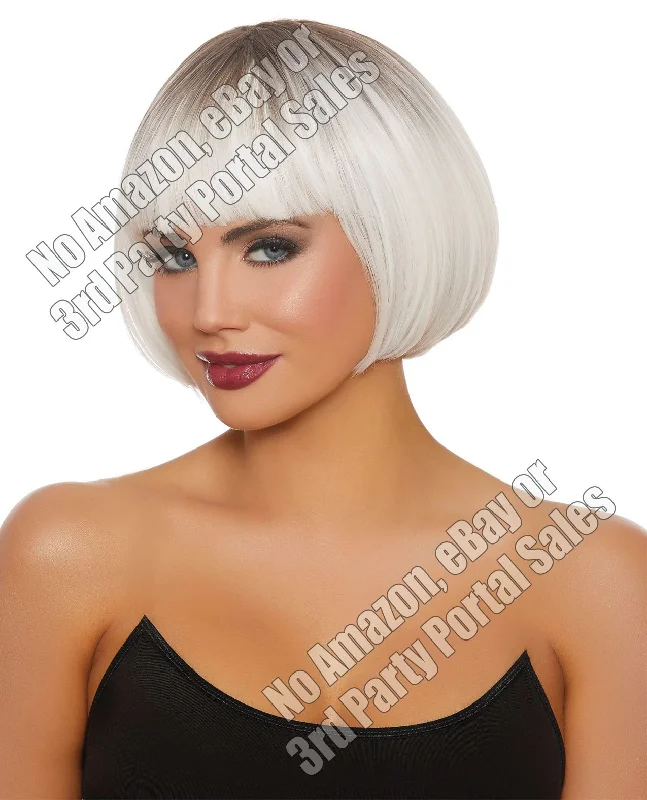 women's pajamas with a charming, vintage aestheticDip Dye Short Bob Wig - White-gray