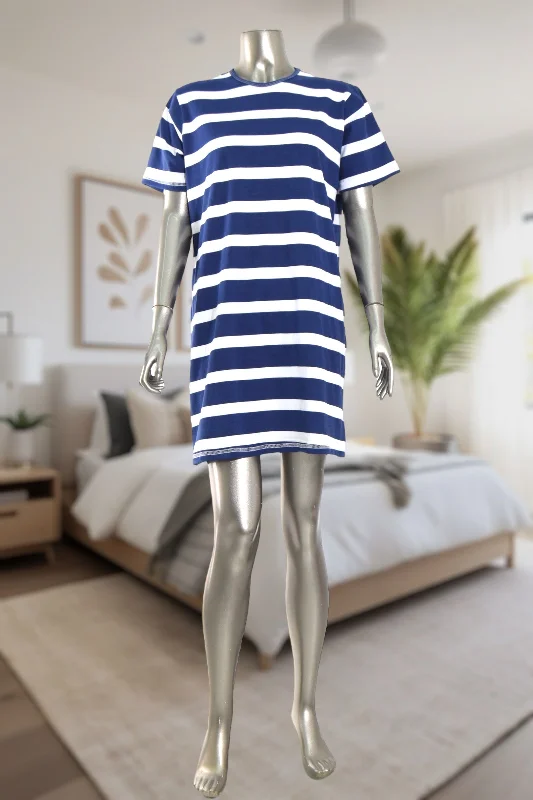 women's pajamas for a night of restLadies White & Navy Stripe Sleep Shirt