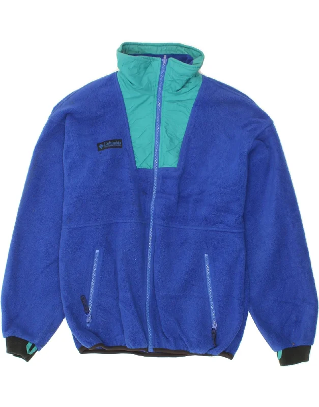 Women's Coats with Fur Trimmed SleevesCOLUMBIA Womens Fleece Jacket UK 14 Medium Blue Colourblock Polyester