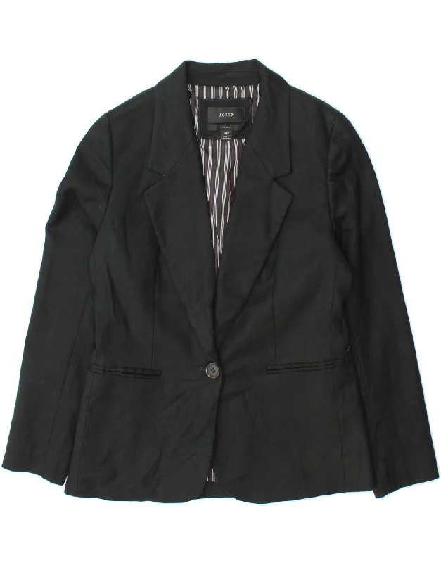 Women's Coats with Fur Trimmed PocketsJ. CREW Womens 1 Button Blazer Jacket US 4 Small Black Linen