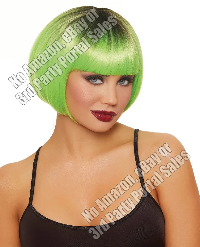 women's pajamas for those who love to indulgeDip Dye Short Bob Wig - Neon Green-black