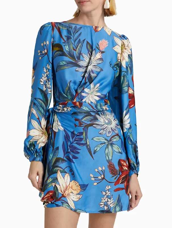 Women's Wrap DressesSurreal Flowers Blue Wrap Mini Dress