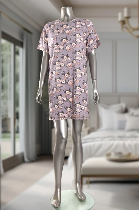 women's pajamas for those who appreciate soft, breathable fabricsLadies Lavender Floral Print Sleep Shirt