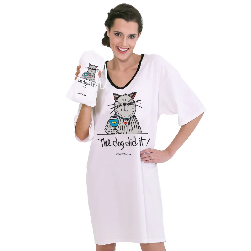 women's pajamas with built-in shorts"The Dog Did It"  Nightshirt In A Bag