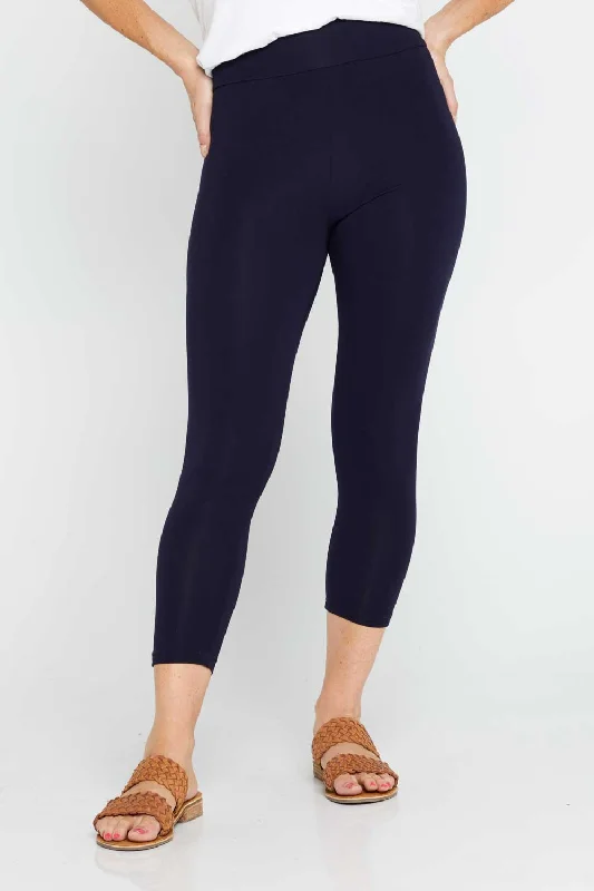 Women's Jodhpurs with Square NeckBamboo 3/4 Leggings - Navy