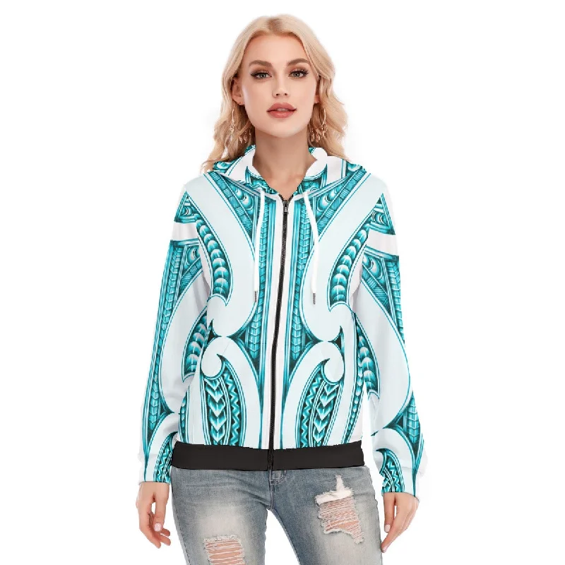 Women's Hooded Sweatshirts with Button ClosureAll-Over Print Women's Hoodie With Zipper