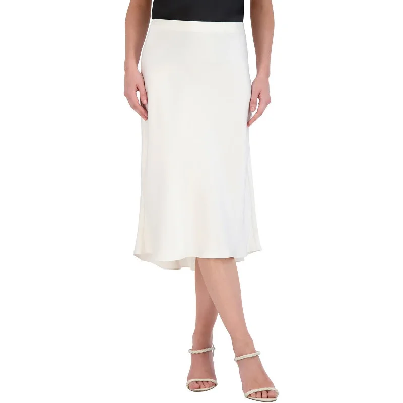 Women's Sweetheart Hem SkirtsWomens Satin Hi-Low Midi Skirt