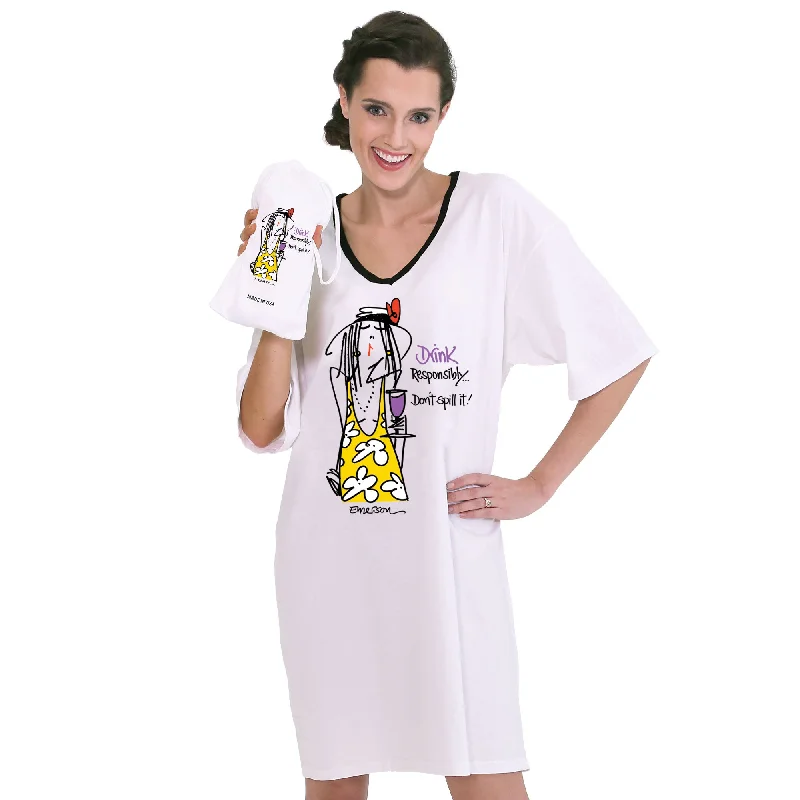 women's pajamas with a perfect blend of style and comfort"Drink Responsibly... Don't Spill It!" Nightshirt in a Bag