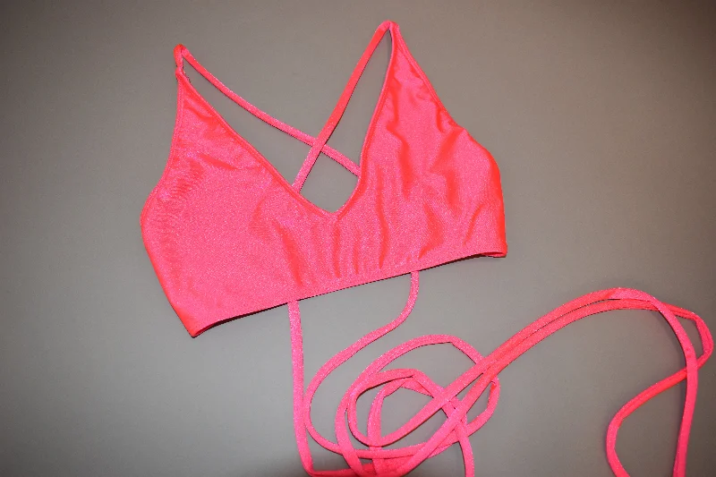 wireless bra with stretch fabricTOP V CORAL FLUO