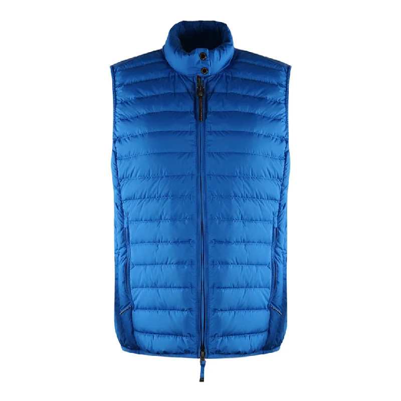 Women's Coats with Fur Trimmed HoodParajumpers Dodie Crayon Blue Gilet Jacket