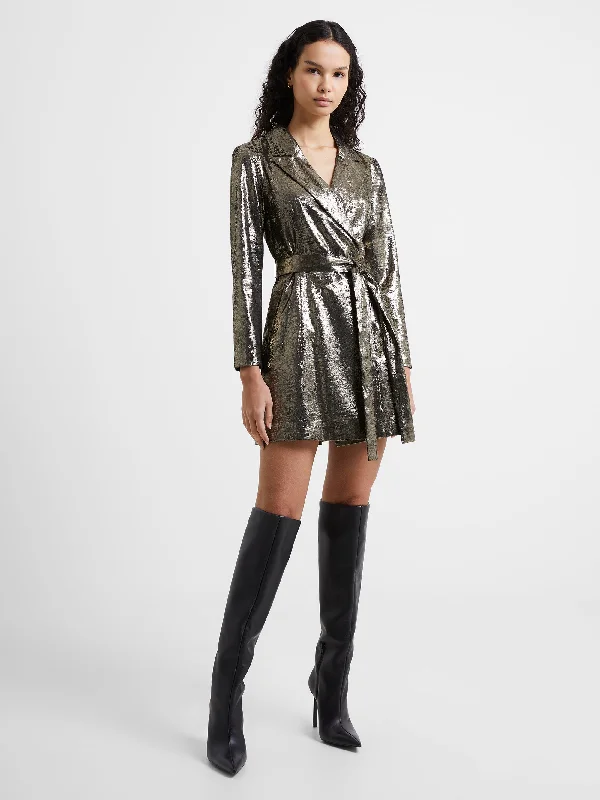 Women's Mini DressesAlara Molten Metallic Tuxedo Mini Dress