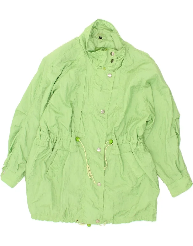 Women's Coats with Fur Trimmed PocketsVINTAGE Womens Rain Jacket EU 46 XL Green