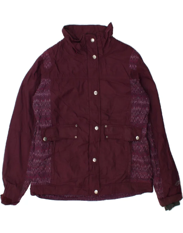 Women's Coats with ButtonsCOLUMBIA Womens Windbreaker Jacket UK 16 Large Maroon Chevron Nylon